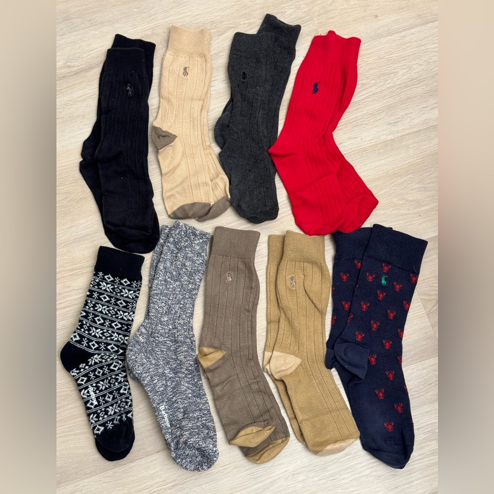 Polo Ralph Lauren Barbour Crew Dress Socks Lot - 9 Pairs